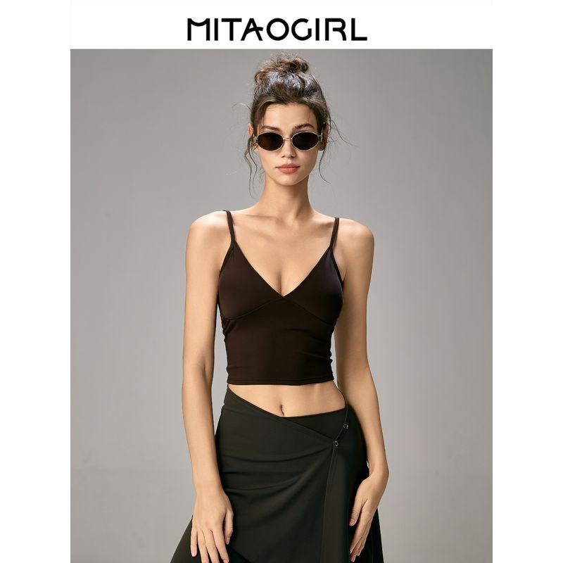 Mitaogirl Kendall Strap Sports Intimates Women's Silm Thin Yoga Wear V Neck Bra Beauty Back Fitness Vest