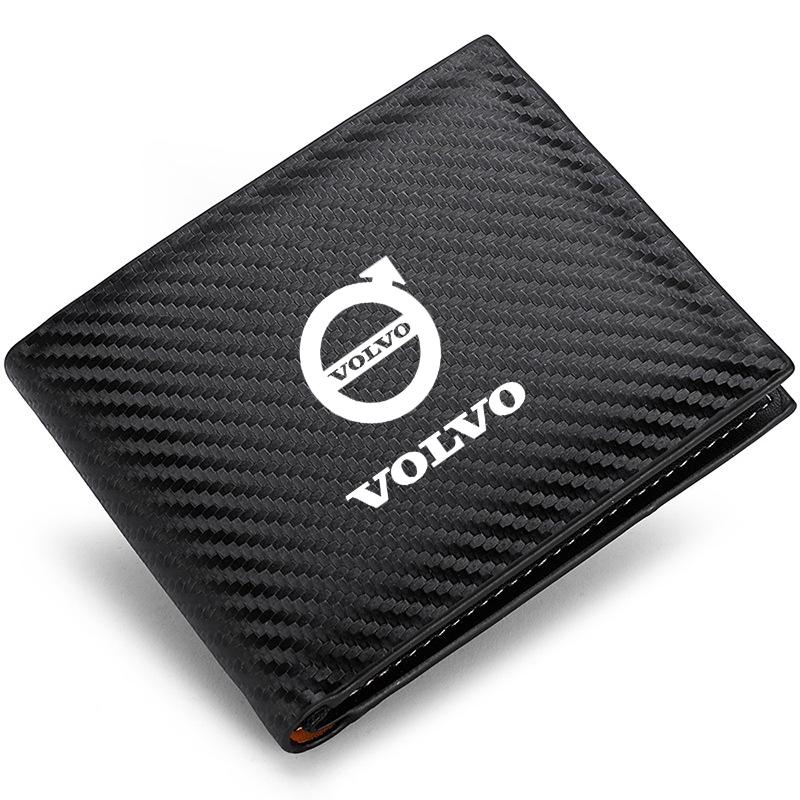 Lederen Koolstofvezel Auto Logo Portemonnee Rijbewijs Creditcard Portemonnees voor Volvo Rdesign V40 V50 XC70 XC60 S90 XC90 S60 XC40 V60
