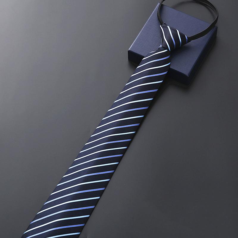 Elegant 8Cm Lazy Ties Blue Black Red Striped Men Shirt Business Dress Zipper Tie Neckties Accessories Wedding Groom