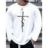 Religious Style Cross Print Men's Long-sleeved T-shirt A Warm Long-sleeved T-shirt For Men Suitable For Autumn And Winter Season