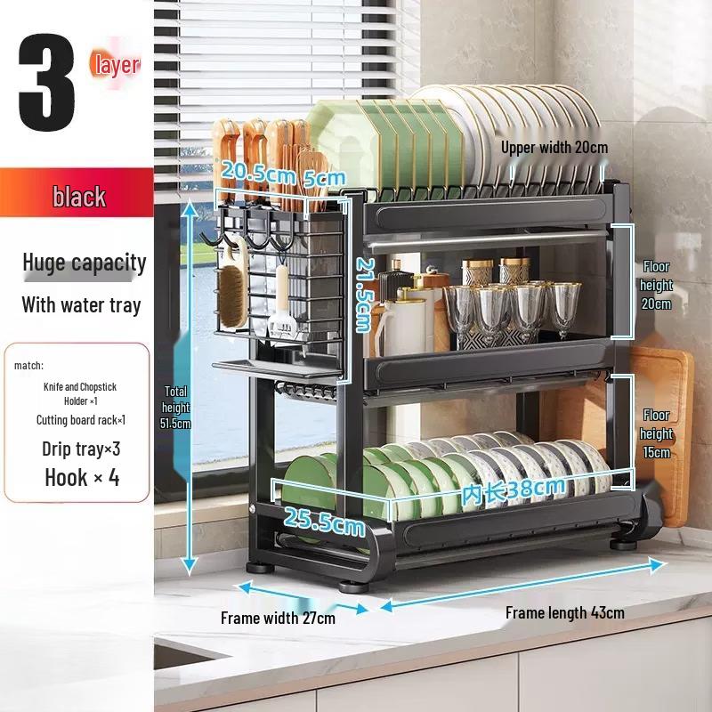 Multi-layer Foldable Kitchen Dish Drying Rack