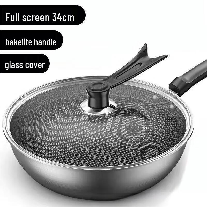 SanJiaoLong 32CM Stainless Steel Non-stick Wok