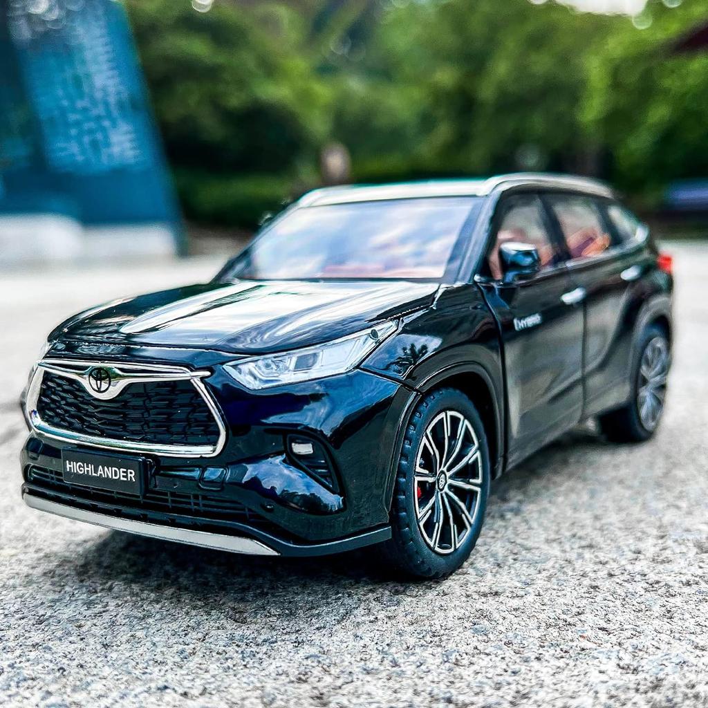 Model auta Toyota Highlander v měřítku 1/24, stahovací auto ze zinkové slitiny se zvukem a světlem pro děti, chlapec, dívka dárek
