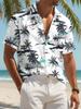 Herren Freizeit-Kurzarmhemd, Mehrfarbig, Verschiedene Größen erhältlich, Polyester-Material, Kokospalmen-Musterdruck, Geeignet für den täglichen Gebrauch,