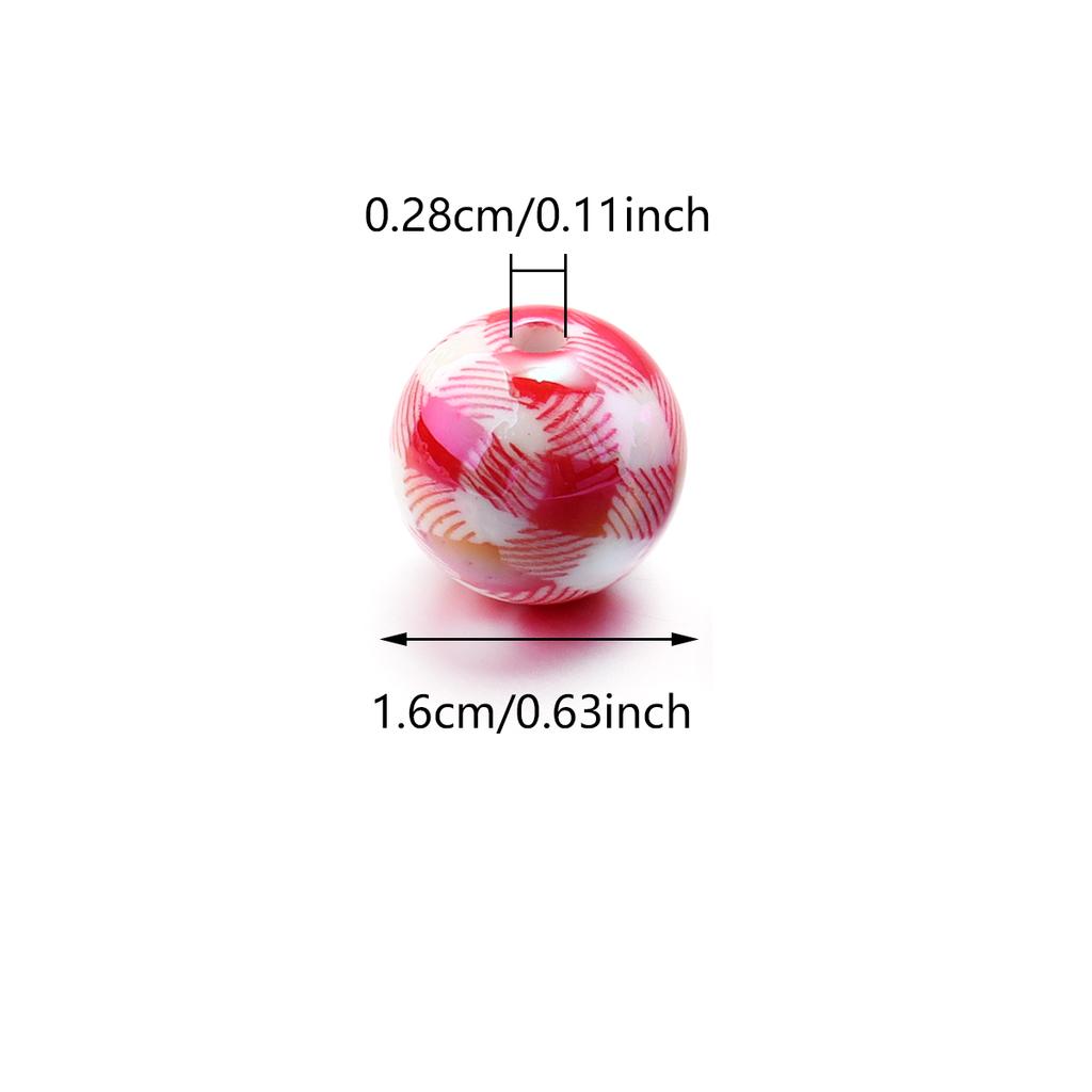10pcs/lot Color Plaid Acrylic Beads 16mm Spacer Bead for DIY Bracelet Necklace Phone Chain Beadable Pen Jewelry Making Supplies