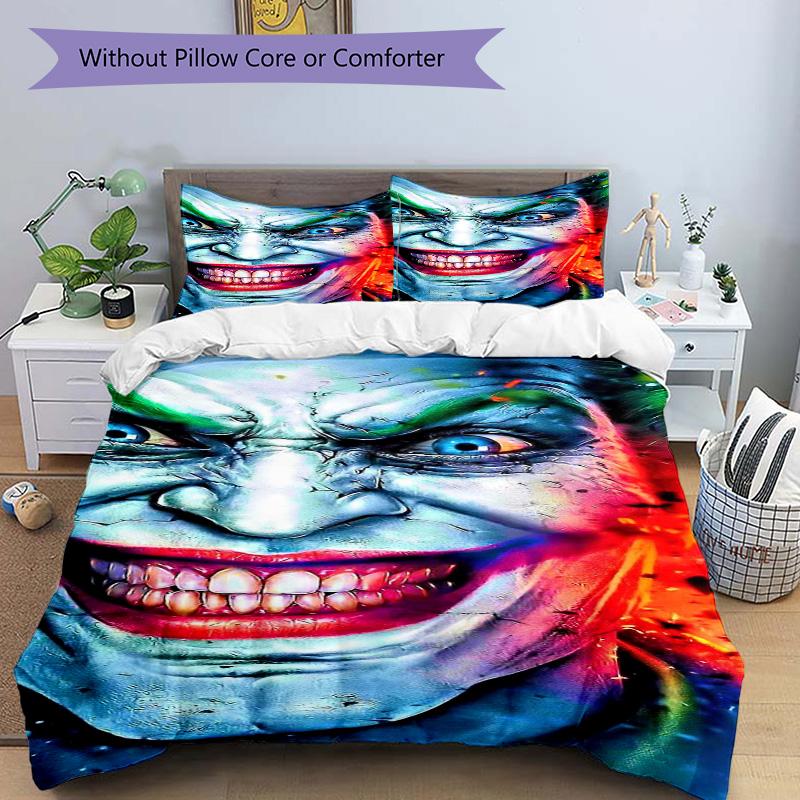 Joker'S Fiery Smile Print 3Pcs Bedding Setduvet Cover With 2 Bedropillowcase Home Birthday Gift