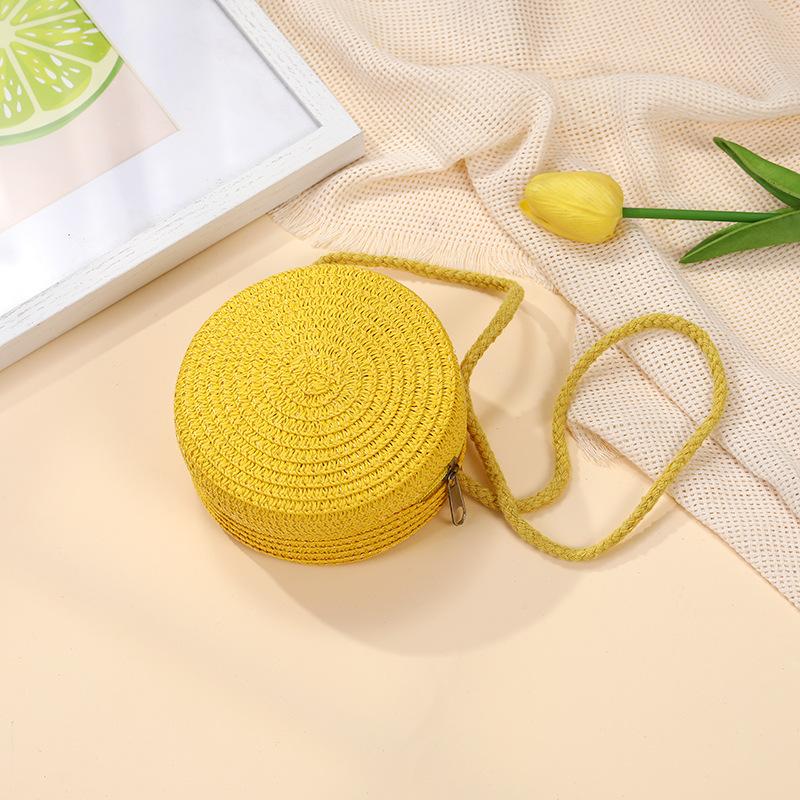 Children's bags Girls messenger bags New summer woven straw bags Seaside vacation girls round shoulder bag