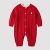 Red Festive Baby Romper: Winter First Birthday, 100 Days, New Year