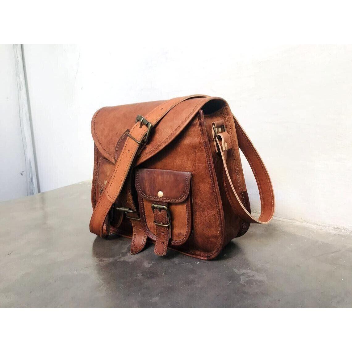 Женская кожаная сумка Goat Crossbody Натуральная коричневая сумка через плечо ручной — фото 4