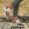 Large Toe Wedge Sandals, Summer New Style, Thick Heel, Metal Buckle Slippers, Beach Sandals