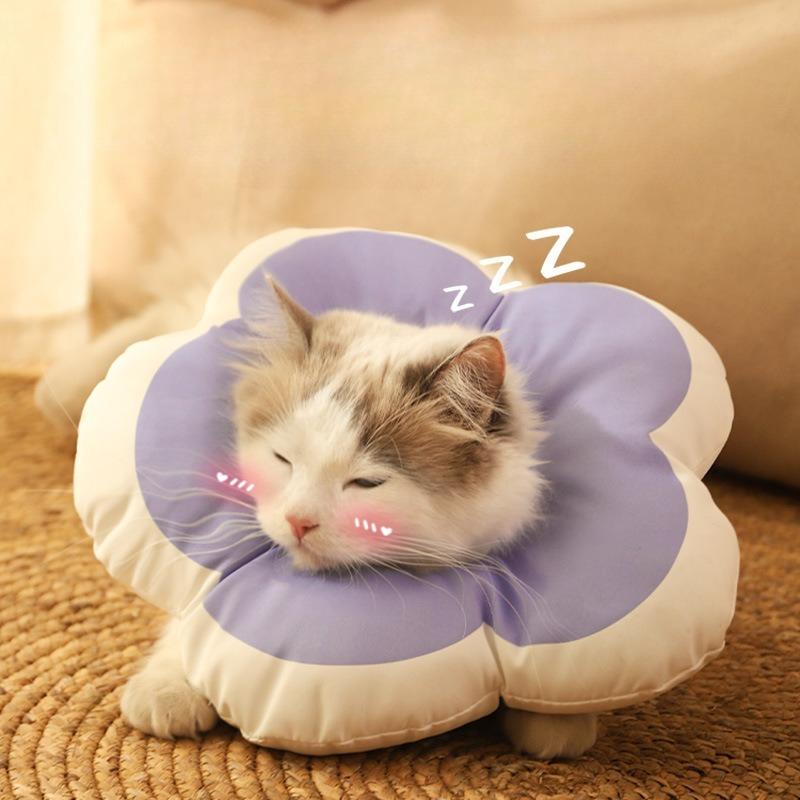 Cute Flower Shape Cat Recovery Collar Adjustable Waterproof Anti-Lick Elizabethan Cone for Cats Kittens