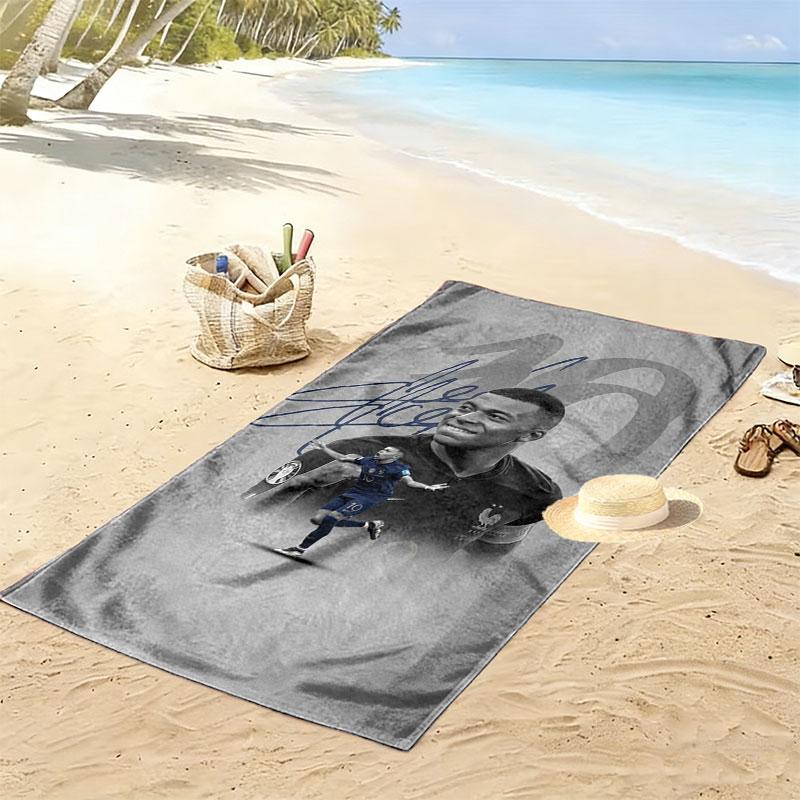 Asciugamano da Spiaggia con Stampa di Kylian Mbappé, Asciugamano Grande Morbido ad Asciugatura Rapida per Spiaggia Campeggio Nuoto