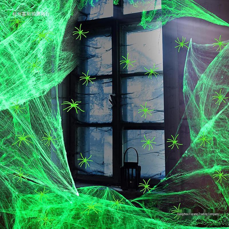 Luminous Spider Web Halloween Decorations for Haunted Houses and Parties