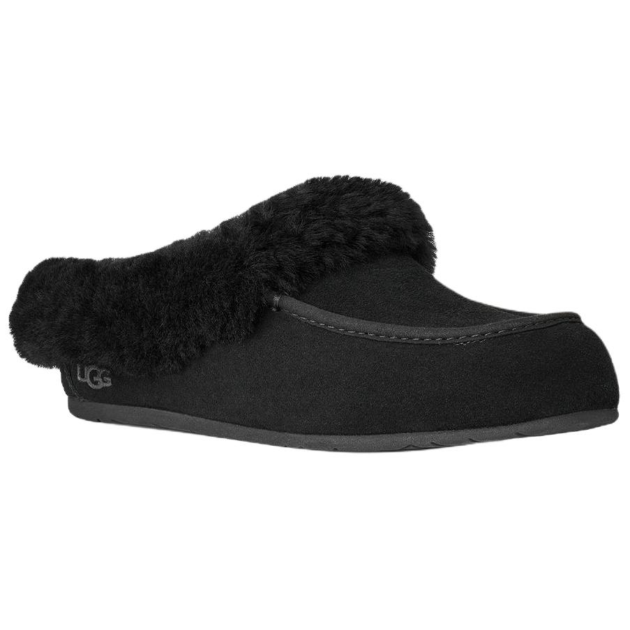UGG Ansley Slip-On Versatile Rubber Sole Anti-Wear Closed-Toe Slippers Women slippers Black 1171391-BLK