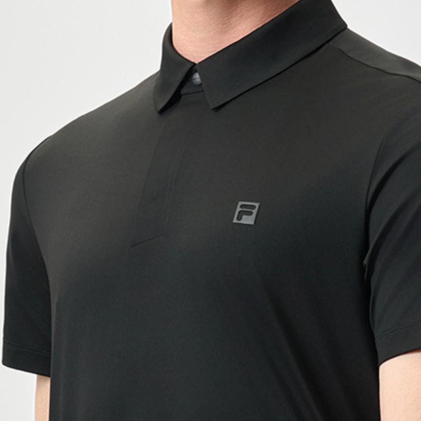 Fila Golf Sun Protection Cool Breathable Sports Versatile Comfortable Striped Printed Short Sleeve Polo Shirt Men Polo Shirts A11M525149F-BK