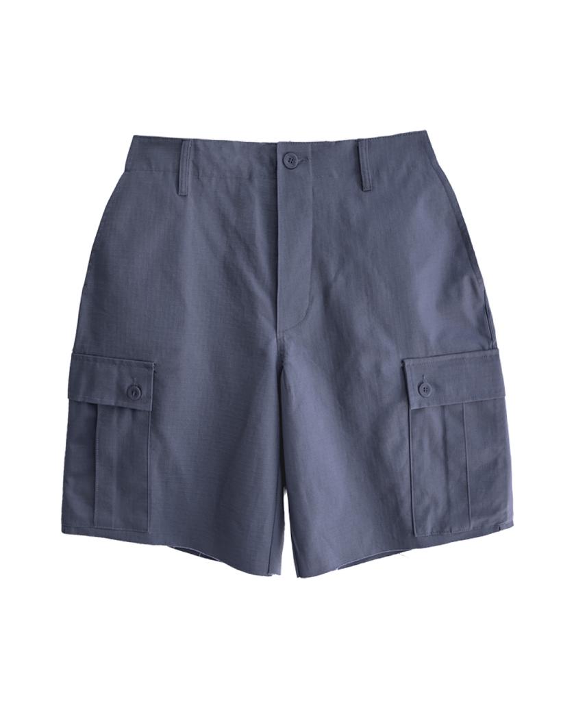 Casual Manual Buckle Cargo Shorts Navy Blue