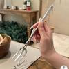 1pc Heavy-Duty Stainless Steel Trident Fork - Long Handle with Glossy Finish & Trident Tip (3-Prong) for Dinner, Salad, Dessert