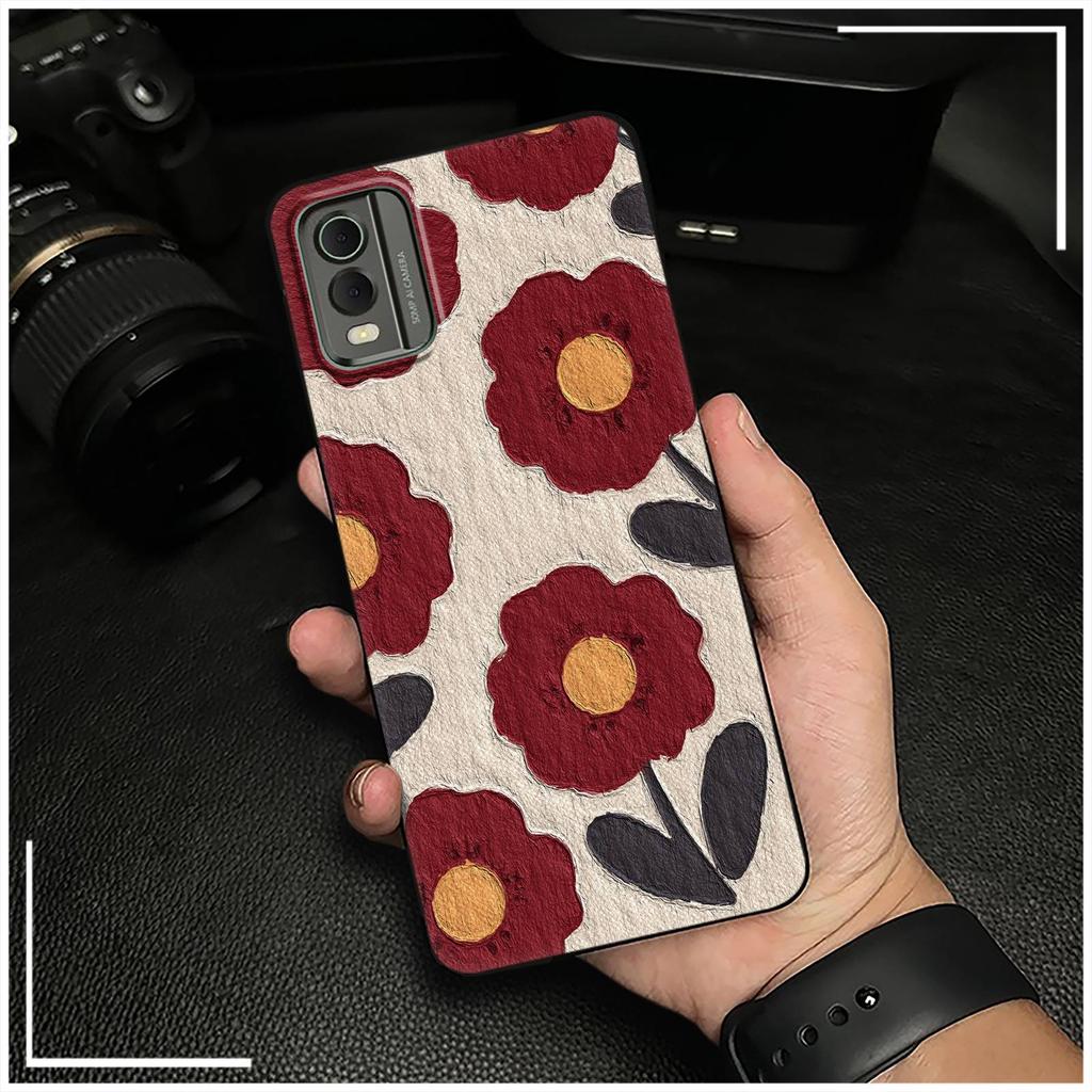 Cute Anti-dust Phone Case For Nokia C32 Waterproof Flower Back Cover Full Wrap Dirt-resistant Durable Protective TPU