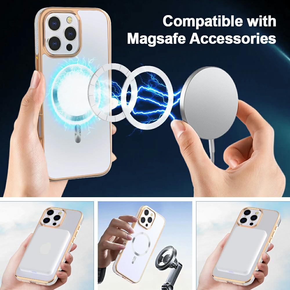 For iPhone 16 Pro Magnetic Case Electroplating Anti-Drop TPU + PC Phone Back Cover