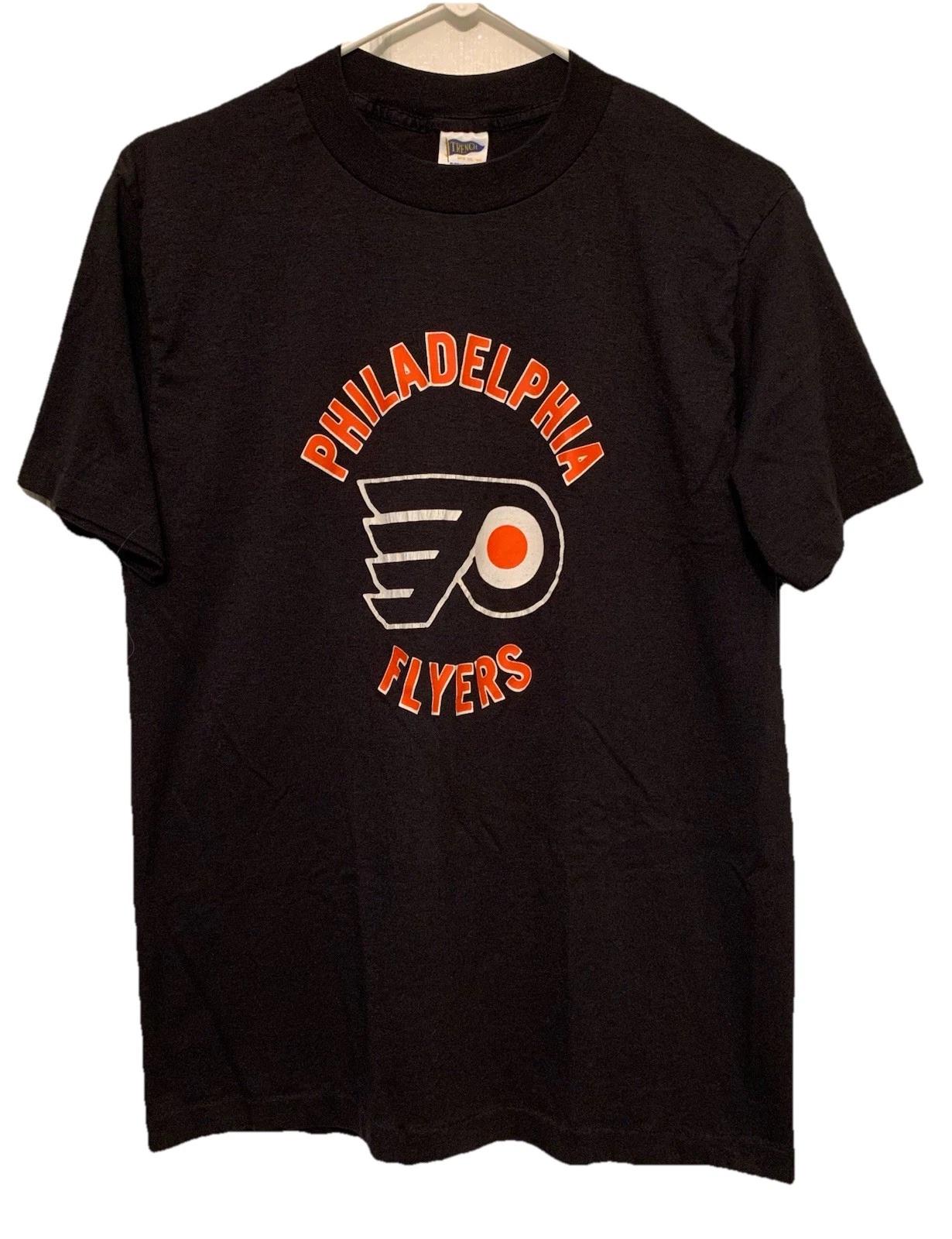 Винтажная футболка Trench Philadelphia Flyers 1980-х годов Мужская XL НХЛ Однострочный шов 2XL