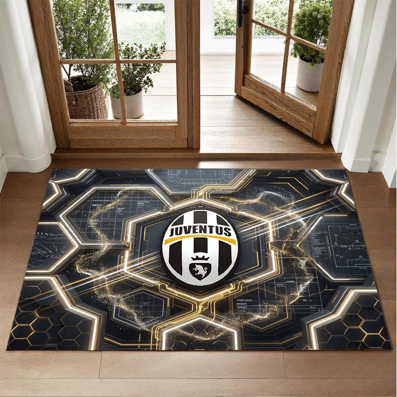 Juventus FC Design Crystal Velvet Rug Soft Decorative Mat for Bedroom Entrance