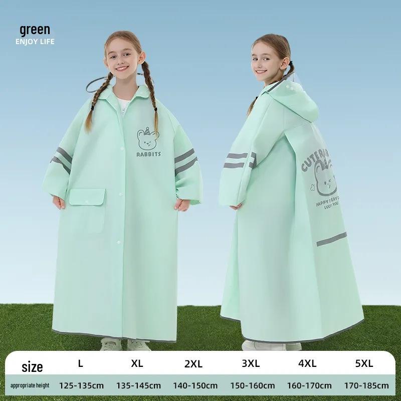 Kids' Long Raincoat with Backpack Compartment - Stormproof Poncho for School, Boys & Girls Plus Size