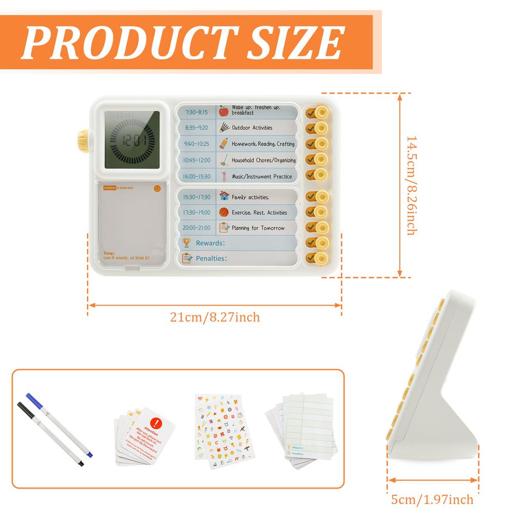 Visual Timer with Planning Board for Kids/Adults Silent Visual Timer with Chore Chart Board Time Management Tool for Home School