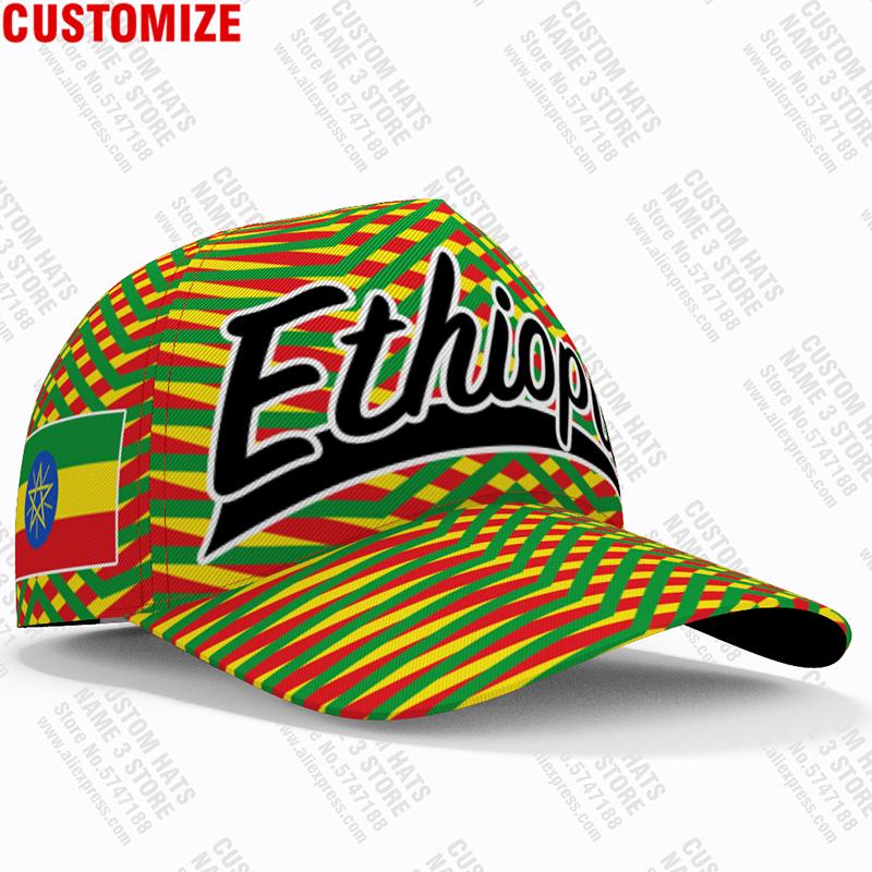 Ethiopia Baseball Cap Free 3D Custom Made Name Number Team Logo Et Hat Eth Country Travel Ethiopian Amharic Nation Flag Headgear