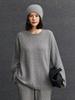Women's Cashmere Cable Knit Round Neck Loose Sweater - Versatile, Simple, Autumn Winter Style