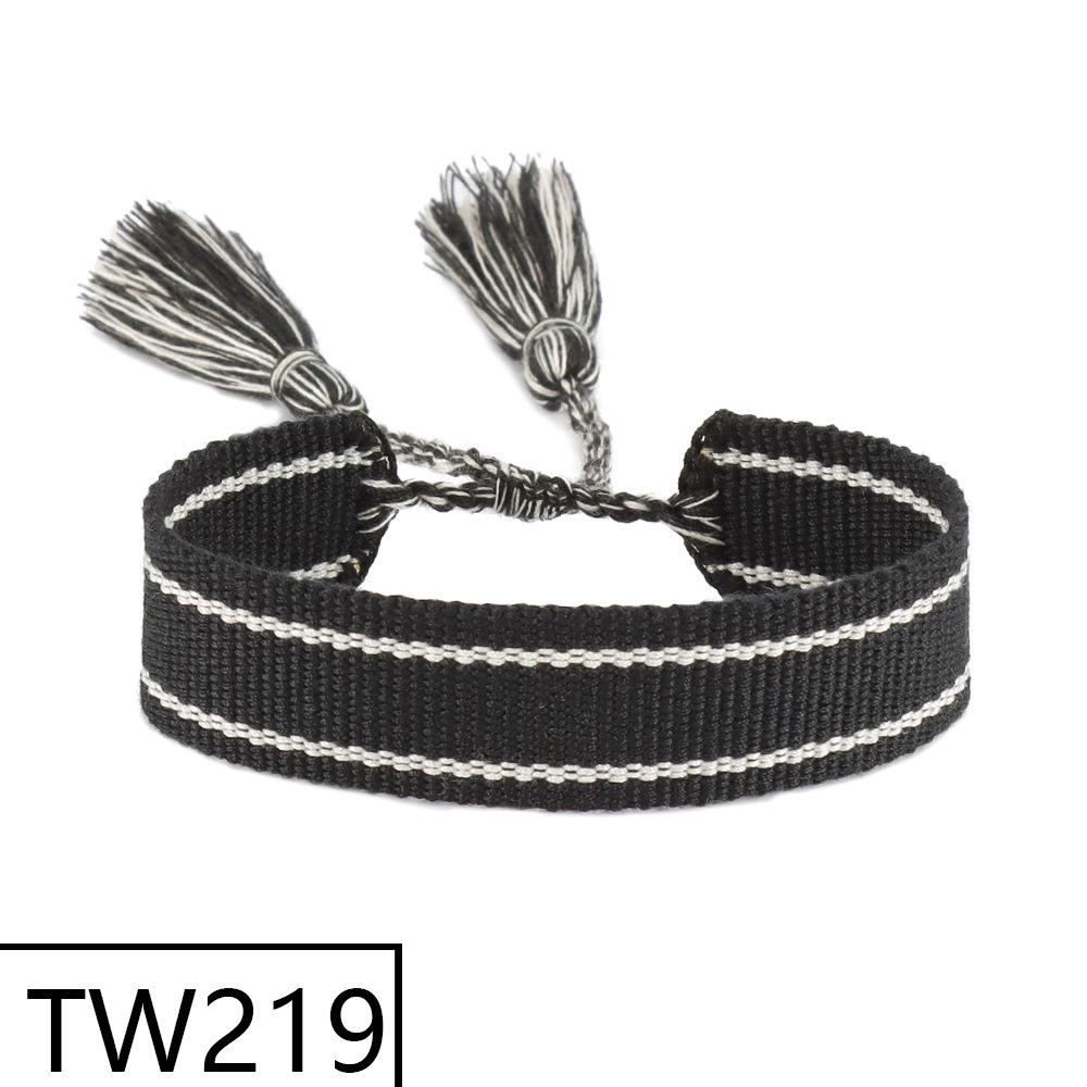 Customizable Handmade Bohemian Tassel Bracelet with Embroidered Logo - European & American Ethnic Friendship Style