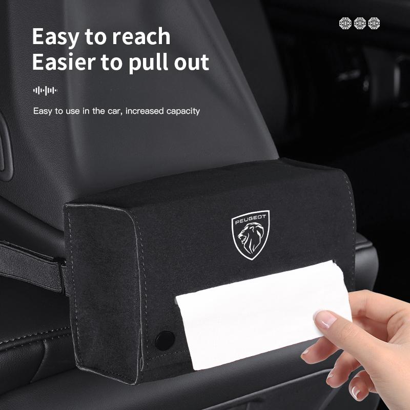 Car Interior Seat Back Sunshade Tissue Bag Hub Cap Suede Accessories For Peugeot 5008 508 408 4008 308 3008 208 2008 Landtrek