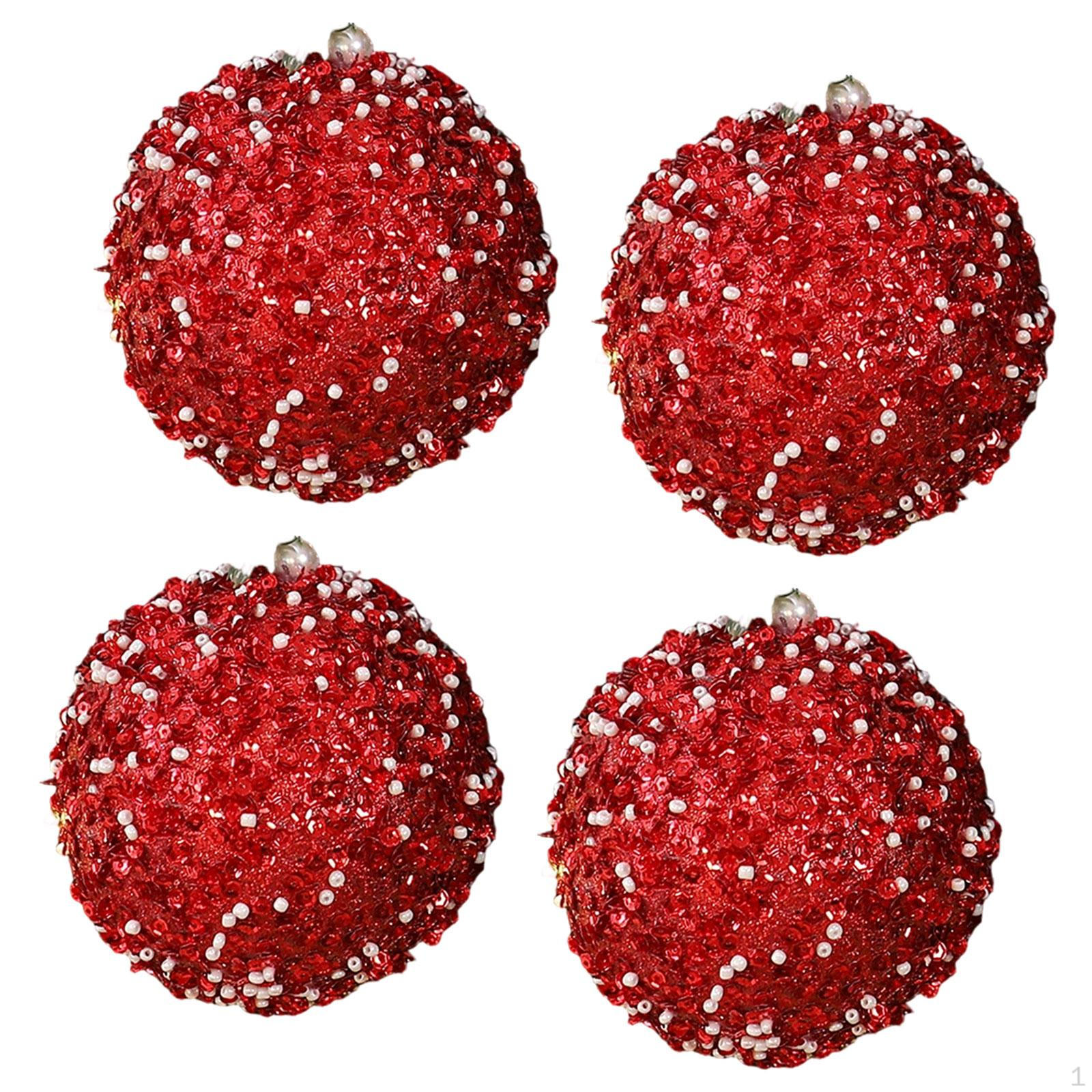 

4 Pieces Christmas Ball Ornaments Tree Decorations for Restaurant Red