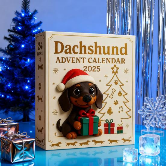 2025 Dakhund Adventskalender 24 Dagers Nedtellingskalender med 3D Akrylpynt Juletrepynt Unik Gave til Hundelskere