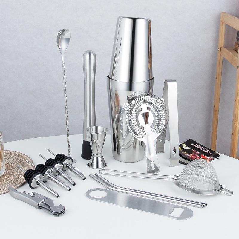 Stainless Steel Bartender Set: Boston Shaker & Cocktail Tools