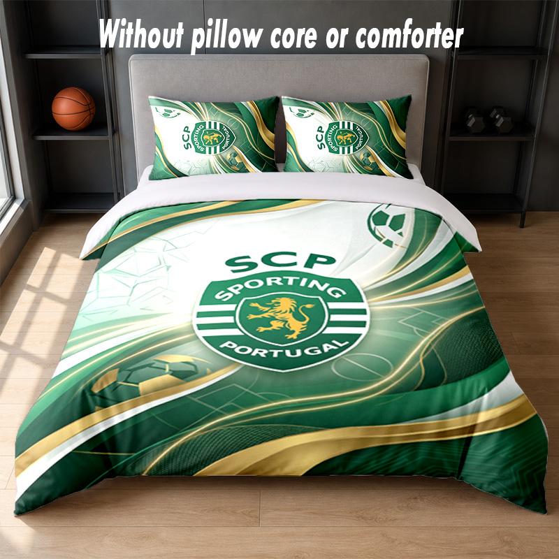 Sporting CP FC Design Bed Bedding Set 1 Duvet Cover + 2 Pillowcases Soft Breathable Household Bed Linens