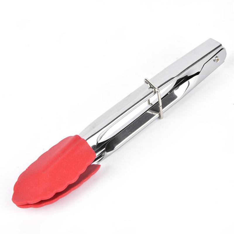 7 Silicone BBQ Tongs Tips Kitchen Mini Tong Heat Resistant Steak Clip Cooking Tongs Steel Food Clamp Kitchenware Cook Utensils