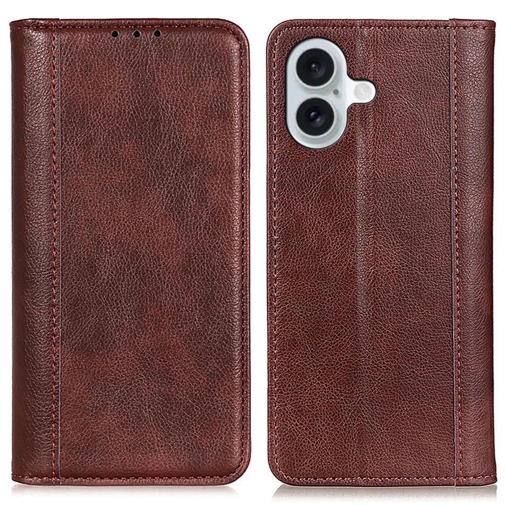 

Для iPhone 16 Кошельки Чехлы Сплит Кожа Флип Чехол для Телефона Мобильные Аксессуары Оптом Brown