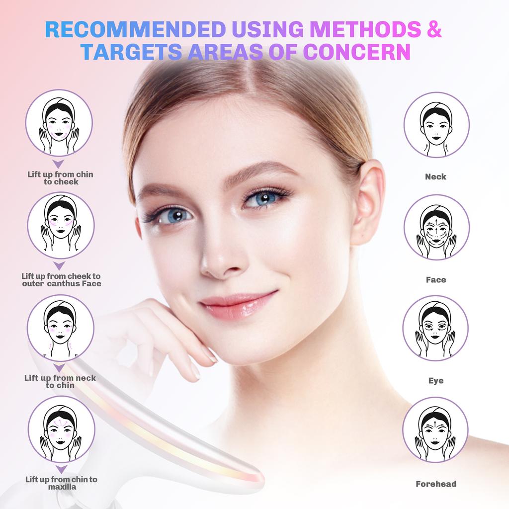 EMS Face Lifting Microcurrent Massager 3 Color LED Photon Facial Tool for Neck Massage Skin Rejuvenation Beauty Device
