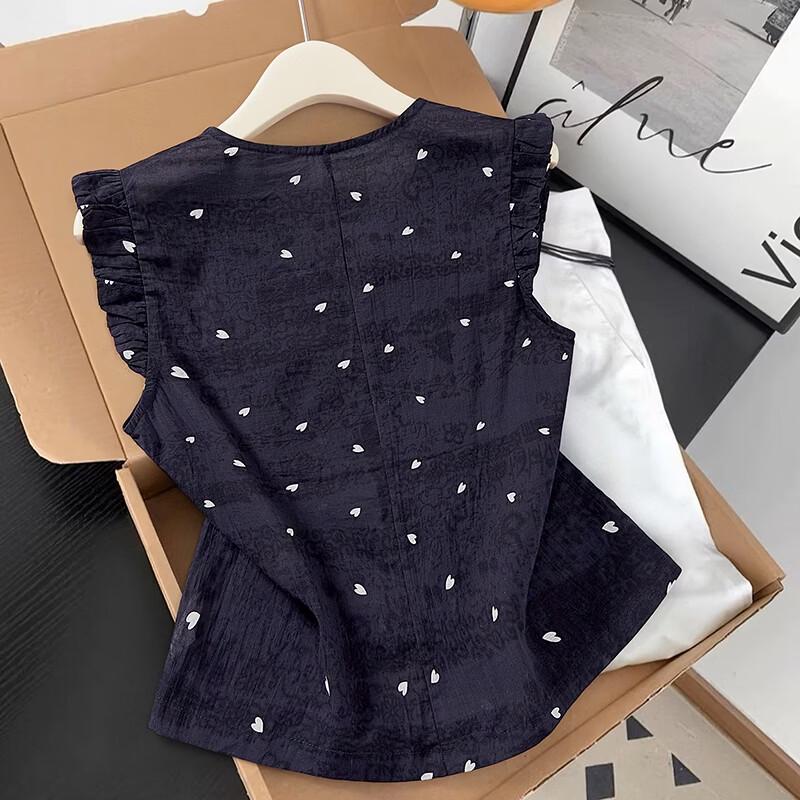 French Style Heart Embroidery V-Neck Shirt