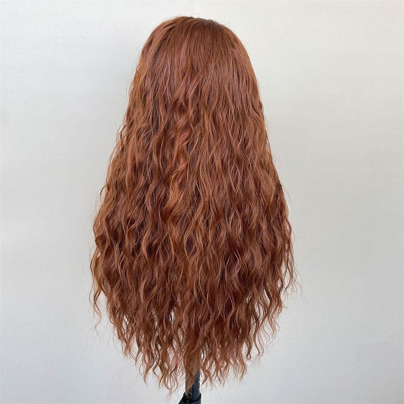 Reddish Brown Curly Synthetic Wigs for Women 28 Inch Long Hair Natural Hairline Heat Resistant Cosplay Lolita Wig Drag Queen