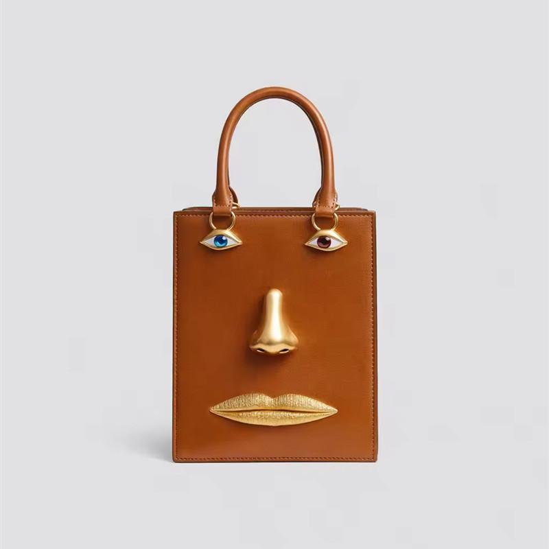 

2026 Fashion Design Vintage Character 3D Face Shape Women s Handbag Luxury Facial Features Tote Bag Retro Shoulder Crossbody Bag