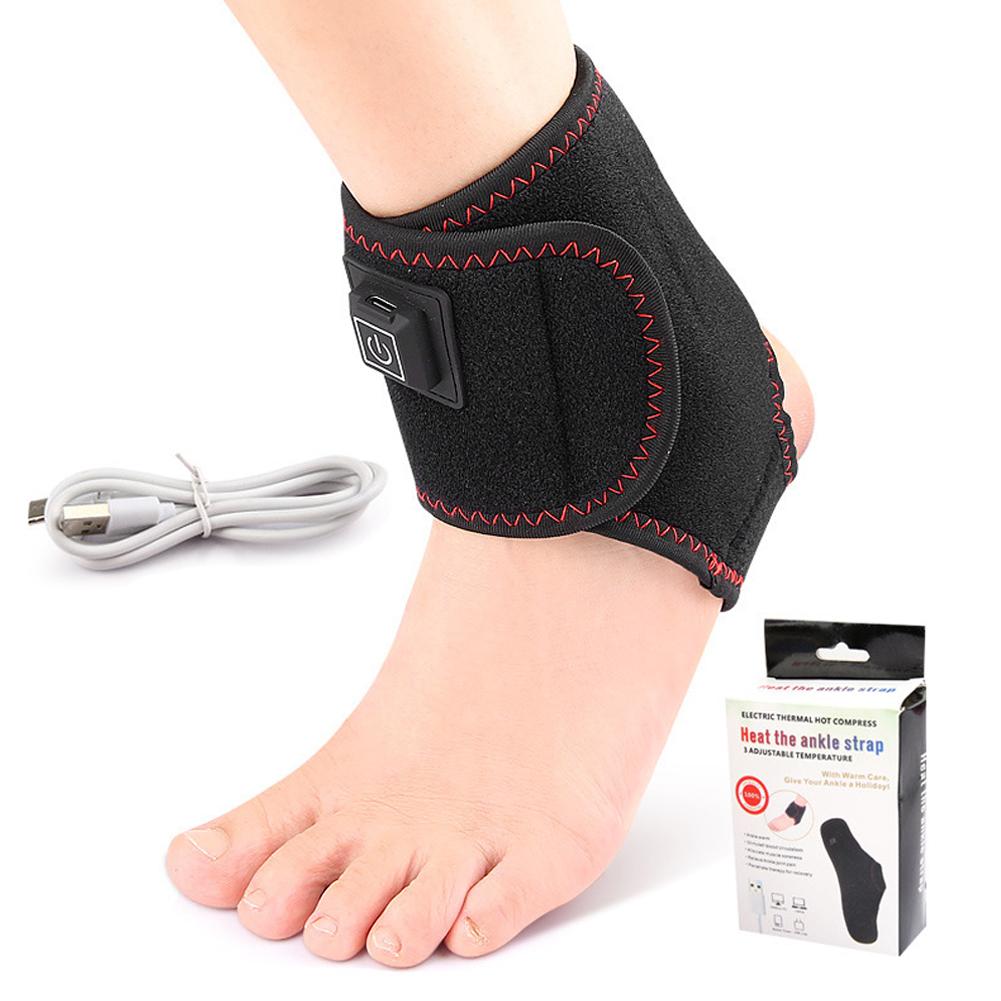 USB Electric Heating Foot Ankle Wrap Heated Ankle Brace Compression Heating Foot Pad Adjustable J5G1