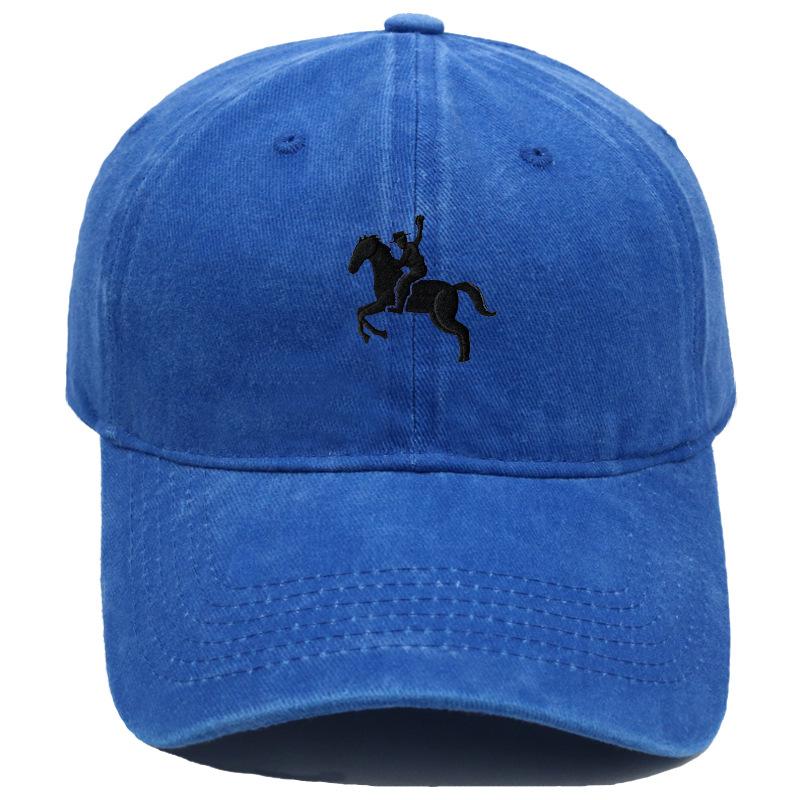 Men'S Washed Cotton Baseball Cap With Ride A Horse Embroidery Dad Hat Sport Golf Cap Sun Hat For Men Uv Blocking Bungee Hat