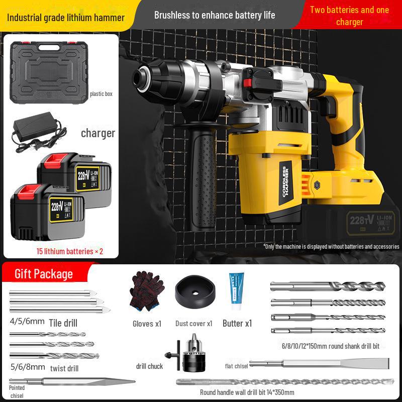 21V Brushless Lithium Hammer Drill: High-Power Electric Impact for Concrete