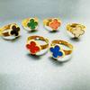 New Fresh And Sweet Titanium Steel Four-Leaf Clover Ring Women's Opening Adjustable Ring