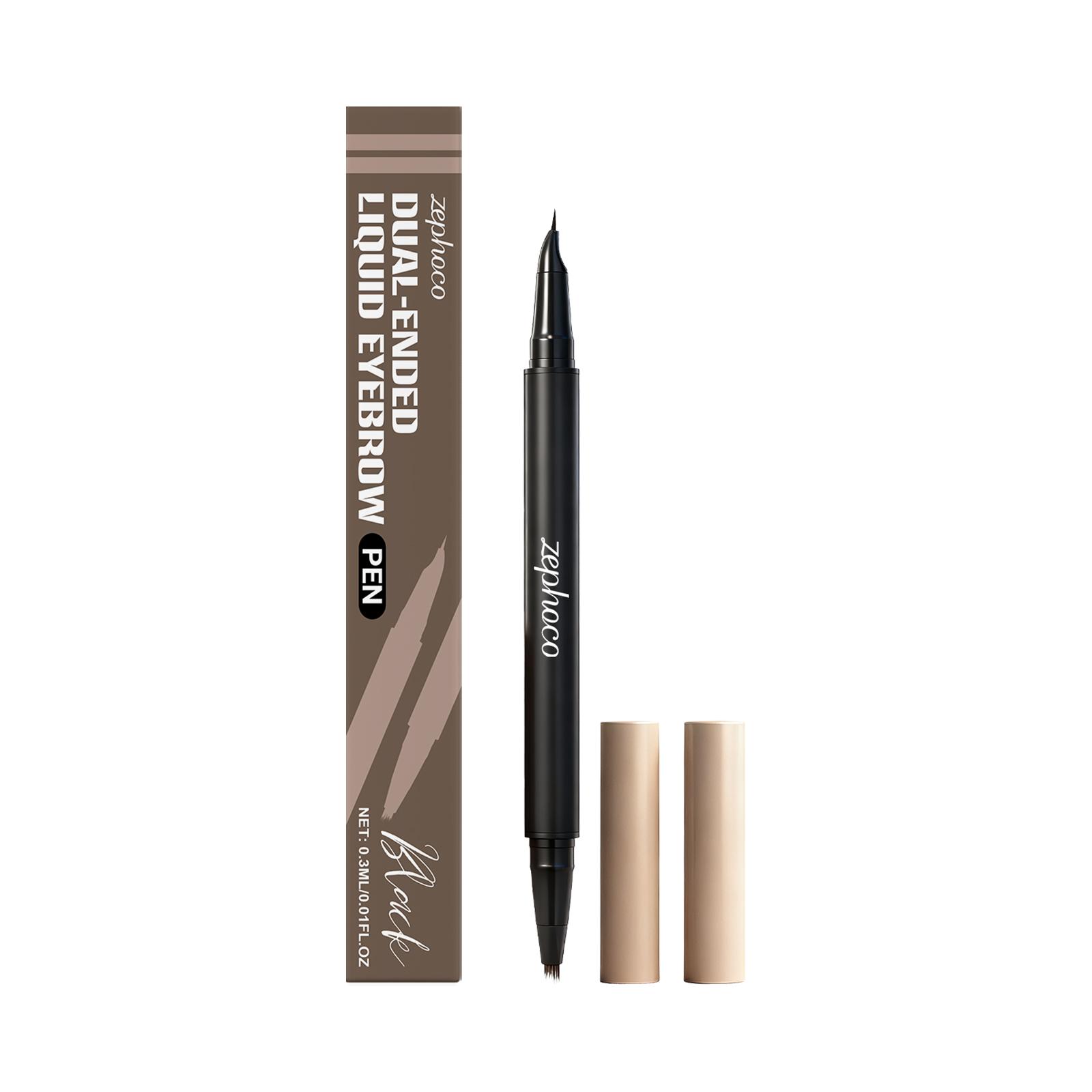 zephoco Black 2-in-1 Eyebrow Pencil, Vivid Color, Non-Fading, Non-Smudging, Natural Eyebrow Shape, Convenient and Smooth Eyebrow Pencil чёрный