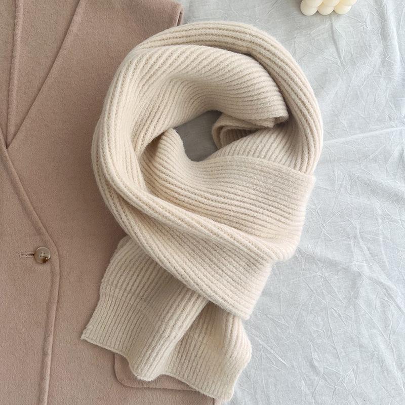 Japanische Studenten-Schals für Damen, warm im Herbst und Winter, verdickt, solide, vielseitig, einfach, zum Stricken, für Wollliebhaber