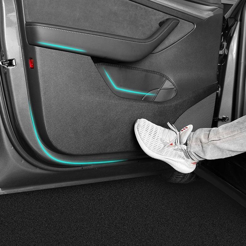Car Door Anti-Kick Pad For Tesla 2017-2025 Model 3/Y Leather Sticker Trim Side Door Sill Protector Cover Car Interior Decoration
