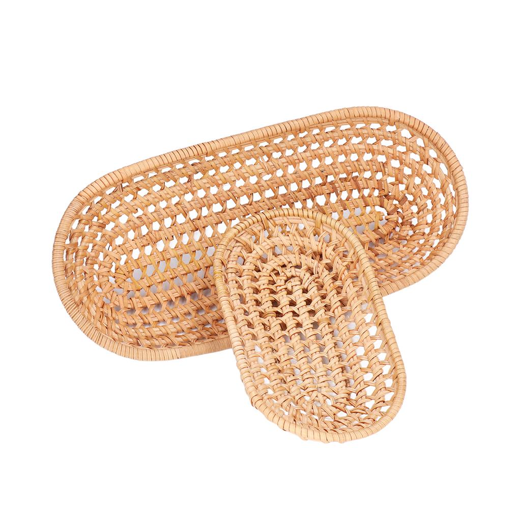 2pcs Bread Basket Handmade Rattan Storage Baskets for Bread Candy Biscuits Finger Food Fruit