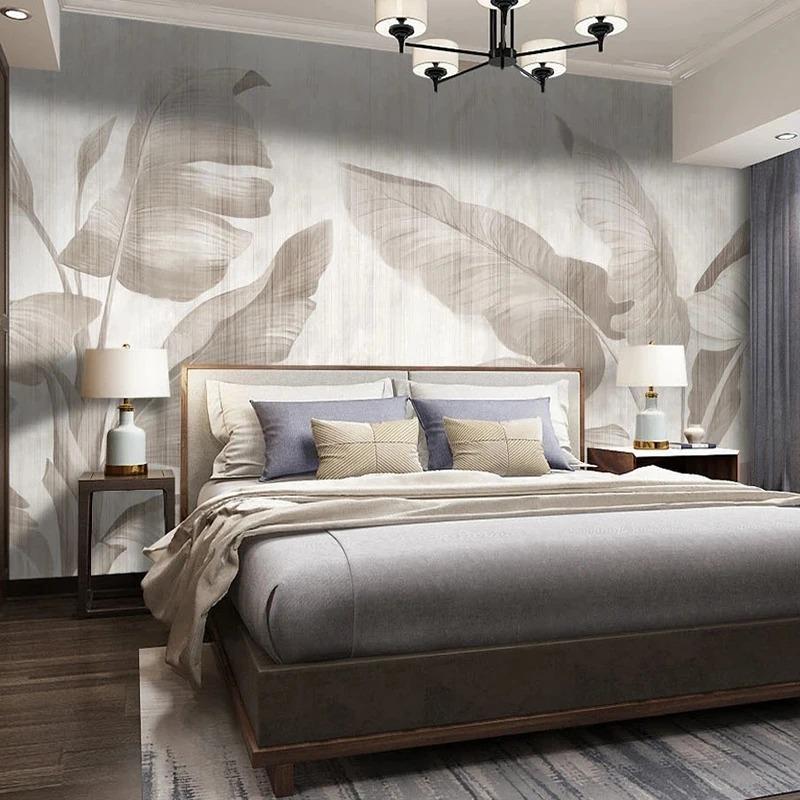 Vintage Nordic Style 3d Wall Mural Hand-Painted Plant-Wood Grain Wall Paper Living Room Bedroom Fresco Home Decor